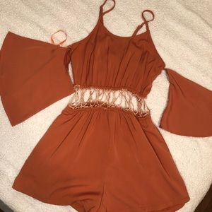 Burnt Orange Romper from Once Upon A Skirt
